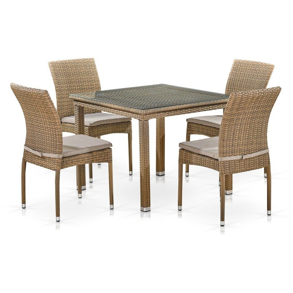 Комплект плетеной мебели T257B/Y380B-W65 Light Brown (4+1) 