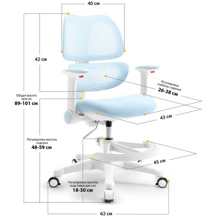 Детское кресло Mealux Dream Air  Y-607  KBL - обивка голубая однотонная  одна коробка 