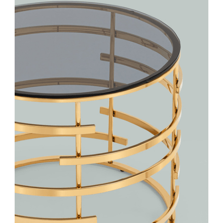Журнальный столик Инфлюэнс 60*60 стекло smoke сталь золото 