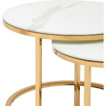 Набор журнальных столиков Селена 60 и 45 см стекло белый мрамор сталь золото