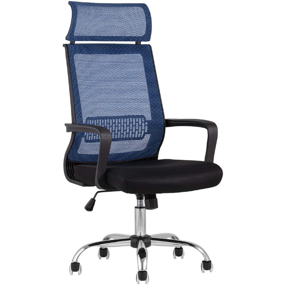 Компьютерное кресло TopChairs TopChairs Style офисное голубое в обивке с сеткой, регулировка по высоте и механизм качания Top Компьютерное кресло TopChairs TopChairs Style офисное голубое в обивке с сеткой, регулировка по высоте и механизм качания Top