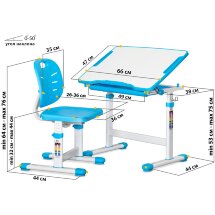 Комплект ErgoKids  стол стул  Evo-06 Ergo Blue  арт. Evo-06 Ergo BL  - столешница белая / цвет пластика голубой  коробок-1 шт.