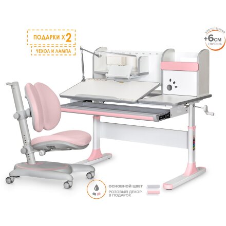 Комплект Mealux Vancouver Multicolor   Mealux Ortoback Duo Pink  арт. BD-620 W/PN   Y-510 KP  - столешница белая / ножки мультиколор, обивка кресла розовая  шесть коробок 