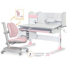 Комплект Mealux Hamilton Multicolor   Mealux Ortoback Duo Pink  арт. BD-680 WG/PN   Y-510 KP  - столешница белая / ножки мультиколор, обивка кресла розовая  семь коробок