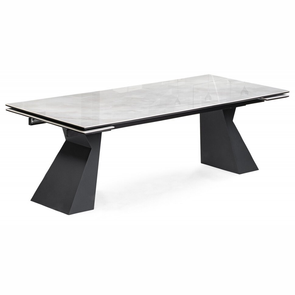 Керамический стол Денхольм 240(300)х100х75 rystal onyx bianco / черный Керамический стол Денхольм 240(300)х100х75 rystal onyx bianco / черный