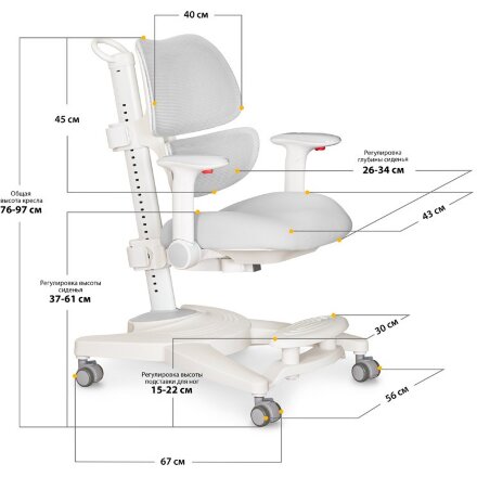 Детское кресло Ergokids Space Air Grey  арт.Y-609 G  - обивка серая однотонная  коробок-1шт. 