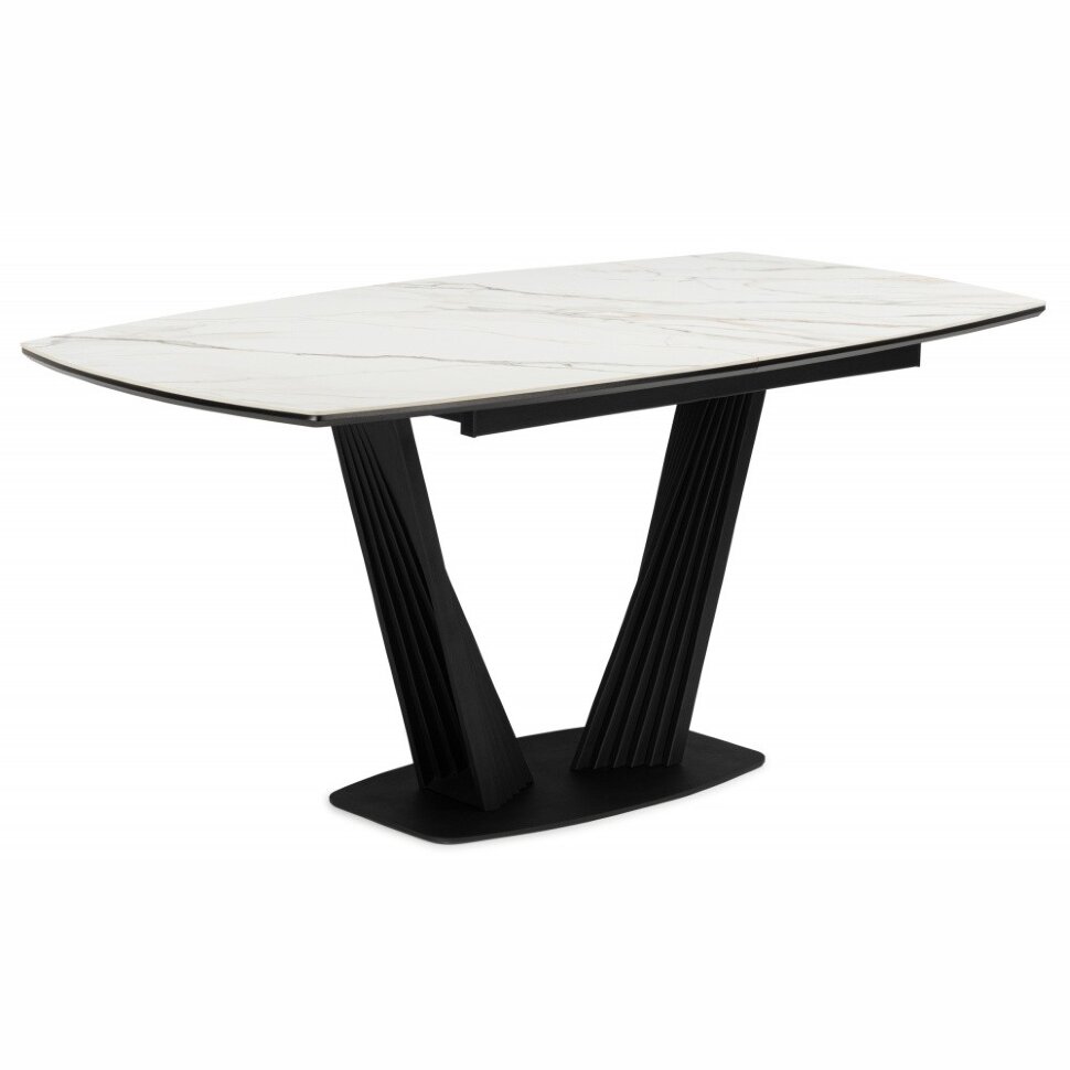Керамический стол Вейл 160(205)х89 gilt white / черный 