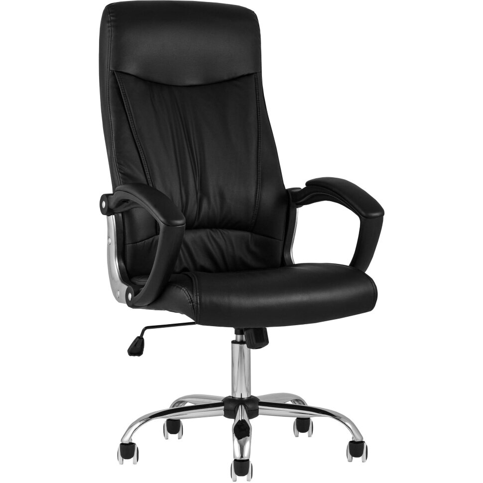 TopChairs Tower офисное черное в обивке из экокожи, механизм качания Top Gun 