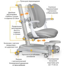 Детское кресло Mealux Ortoback Duo Plus Grey  арт. Y-510 G Plus  - обивка серая однотонная  две коробки