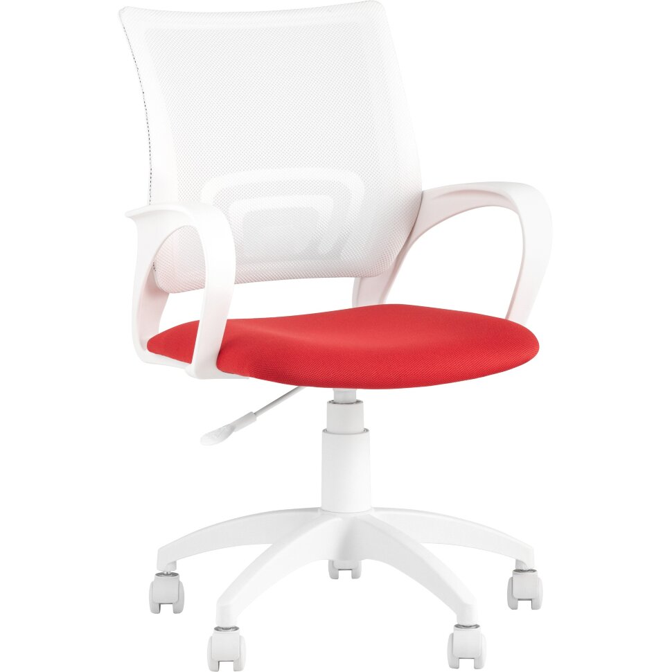 TopChairs ST-BASIC-W красная ткань крестовина белый пластик TopChairs ST-BASIC-W красная ткань крестовина белый пластик