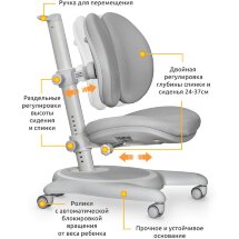 Детское кресло Mealux Ortoback Duo Grey  арт. Y-510 G  - обивка серая однотонная  одна коробка