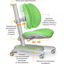 Детское кресло Mealux Ortoback Duo Green  арт. Y-510 KZ  -- обивка зеленая однотонная  одна коробка