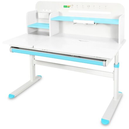 Детский стол Ergokids Bravo Max White/Blue  арт. TH-360 Max WG/BL  - столешница белая / накладки синие  коробок-2 шт. 