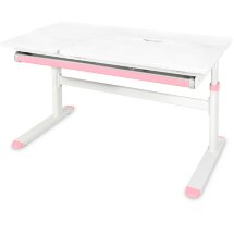 Детский стол Ergokids Bravo White/Pink  арт. TH-360 Lite WG/PN  - столешница белая / накладки на ножках розовые  коробок-1 шт.