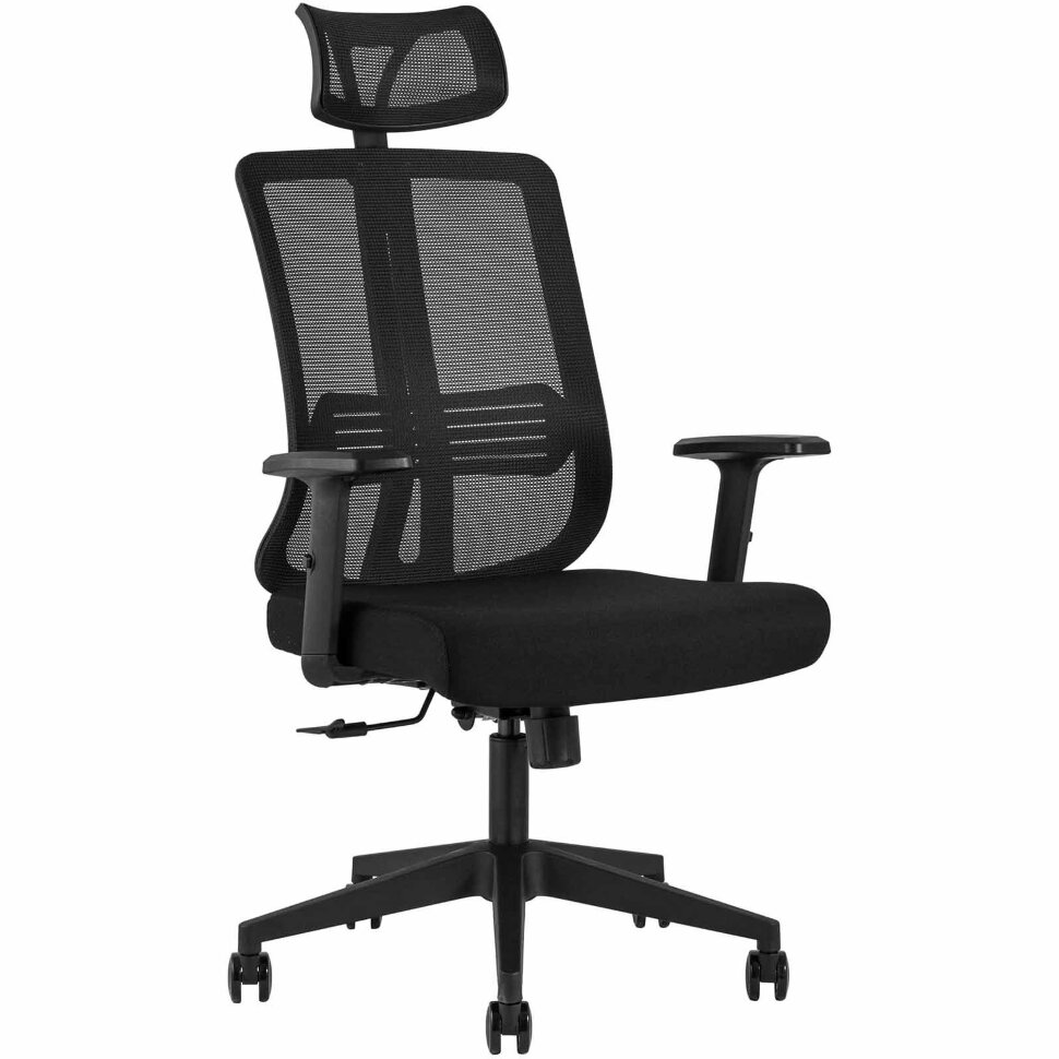 Компьютерное кресло TopChairs для руководителя TopChairs Post офисное черное обивка сетка ткань крестовина пластик Компьютерное кресло TopChairs для руководителя TopChairs Post офисное черное обивка сетка ткань крестовина пластик