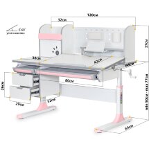 Детский стол Mealux Hamilton Multicolor WG   PN  арт. BD-680 WG/MC   PN   надстройка  - столешница белая / накладки на ножках серые и розовые  коробок 6 шт.