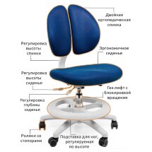 Кресло Mealux Duo-Kid Small  Y-616  KB  обивка синяя однотонная  короткий газ.лифт   две коробки