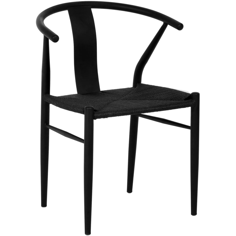 обеденный Wishbone Style черный с сиденьем из джута обеденный Wishbone Style черный с сиденьем из джута