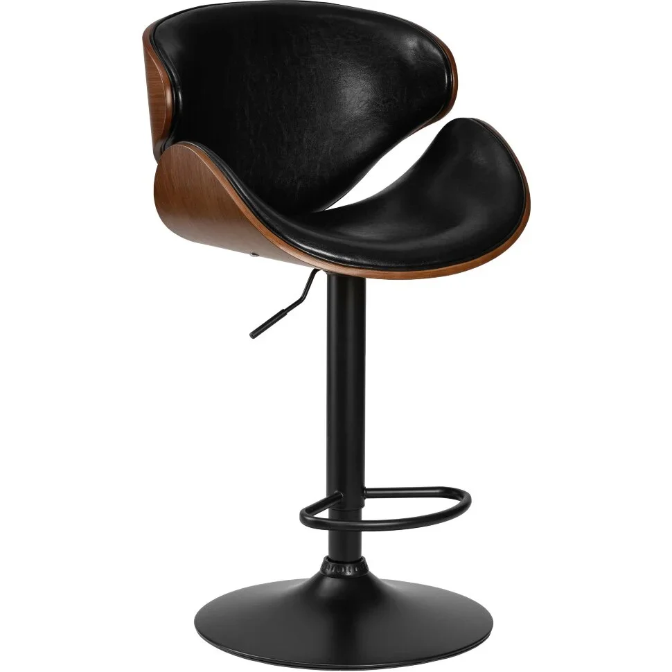 Стул барный DOBRIN KARTER BLACK, коричневый орех дерево (BWW), черный PU Стул барный DOBRIN KARTER BLACK, коричневый орех дерево (BWW), черный PU