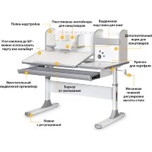 Детский стол Mealux Vancouver Multicolor  арт. BD-620 W/MC  - столешница белая / накладки серые  коробок-3 шт.