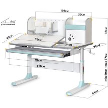 Детский стол Mealux Vancouver Multicolor BL  арт. BD-620 W/MC   BL  - столешница белая / накладки серые и голубые  коробок5 шт.