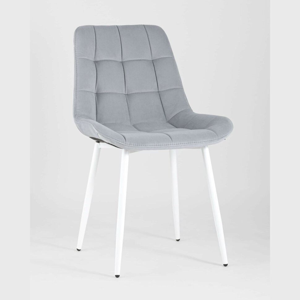 Комплект из двух стульев Stool Group Флекс велюр светло-серый белые ножки из металла Комплект из двух стульев Stool Group Флекс велюр светло-серый белые ножки из металла