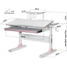 Детский стол Mealux Edmonton PN Multicolor   полка S-50  арт. BD-610 W/MC   PN   S-50   - столешница белая / накладки на ножках серые и розовые  три коробки