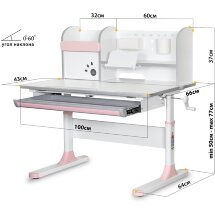 Детский стол Mealux Edmonton Multicolor PN  арт. BD-610 W/MC   PN  - столешница белая / накладки на ножках серые и розовые  пять коробок