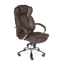 Кресло офисное / Верса / (brown) сталь + хром / темно-коричневая экокожа