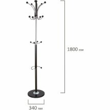 Вешалка-стойка BRABIX &quot;CR-8342&quot; на мраморном диске, металл, 5+4 крючка, цвет черный, 606439