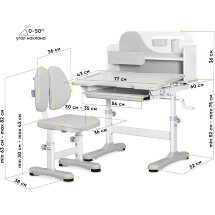 Комплект мебели  столик   стульчик  Ergokids Fresco grey  арт. BD-31 G  - столешница белая / накладки на ножках серые  коробок-1шт.