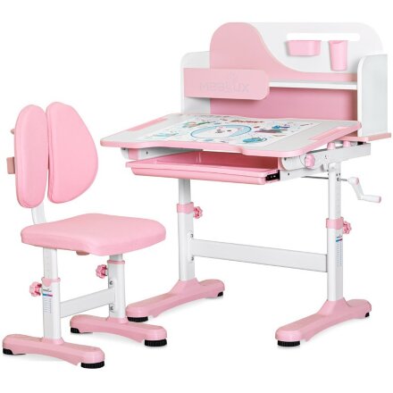 Комплект мебели  столик   стульчик  Ergokids Fresco pink  арт. BD-31 PN  - столешница белая / накладки на ножках розовые  коробок-1шт. 