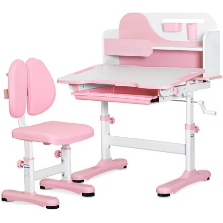 Комплект мебели  столик   стульчик  Ergokids Fresco pink  арт. BD-31 PN  - столешница белая / накладки на ножках розовые  коробок-1шт. 