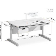 Стол с электроприводом Mealux Electro 730 WG   полка BD-S50 White  арт. BD-730 WG   BD-S50 White  - столешница белая / накладки на ножках серые  коробок-2 шт.