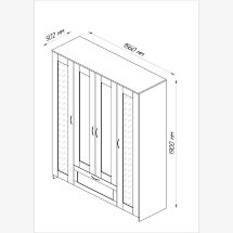 Шкаф для одежды четырехстворчатый, с одним выдвижным ящиком и двумя зеркалами СИРИУС
